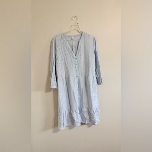Old Navy Light Blue Striped Button-Front Long Sleeve Dress
